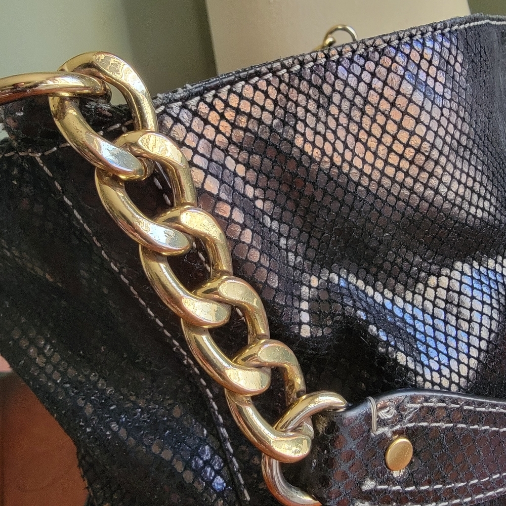 Michael Kors Delancy Large Python Embossed Irides… - image 5